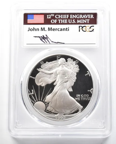 1992-S American Silver Eagle Mercanti PR70 DCAM PCGS a3056