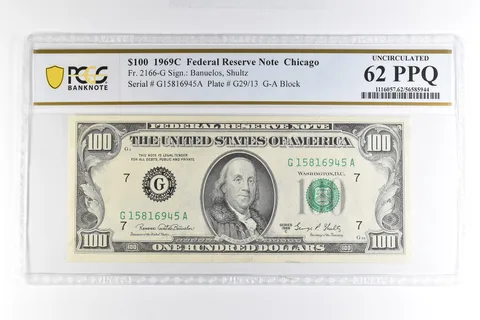 1969 C $100 Chicago IL FRN Fr#2166-G Uncirculated 62 PPQ PCGS *4966