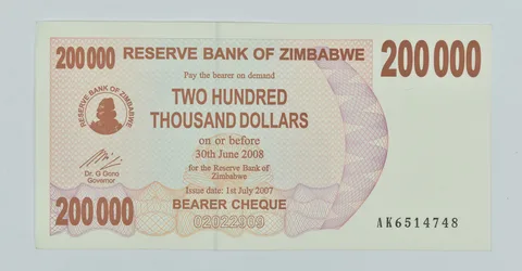 2007 Zimbabwe 200,000 Dollars Bearer Cheque