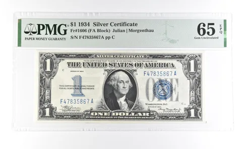 1934 $1 Silver Certificate Fr#1606 Gem Unc 65 EPQ PMG a7020