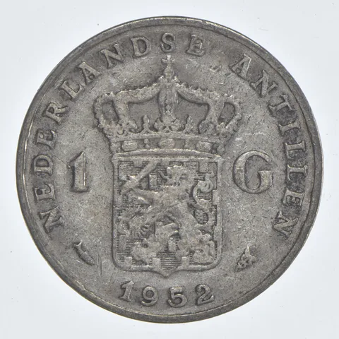SILVER WORLD Coin 1952 Netherlands Antilles 1 Gulden World Silver Coin *782