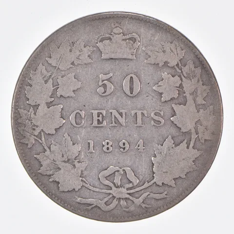 Better Date - 1894 Canada 50 Cents World Coin- Silver *441