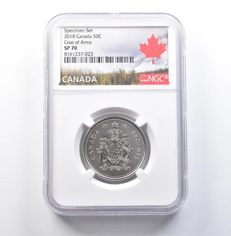 2018 Canada 50 Cents Specimen Set Coat Of Arms SP70 NGC *5992