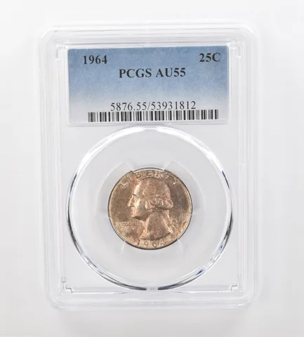 1964 Washington Quarter AU55 PCGS Beautiful Tone *0924