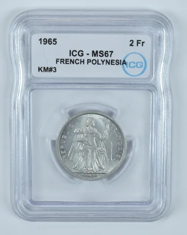 1965 French Polynesia 2 Francs KM#3 MS67 ICG *9463