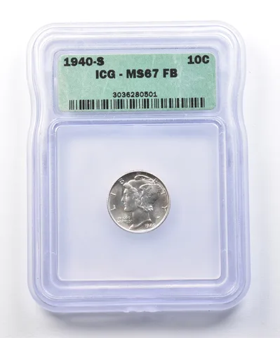 1940-S Mercury Dime MS67 FB ICG a3865