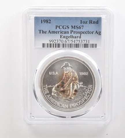 1982 Engelhard Prospector 1 Oz Silver MS67 PCGS Beautiful Tone *3211