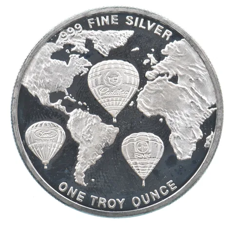 VINTAGE Art Bar/Round 1996 Kodak Albuquerque Balloon Fiesta Silver 1 T Oz *175