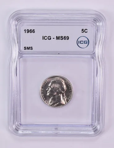 1966 Jefferson Nickel SMS MS69 ICG