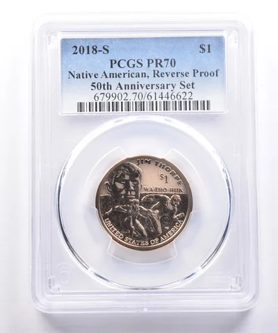 2018-S Sacagawea $1 Jim Thorpe 50th Anniversary Set Reverse PR70 PCGS