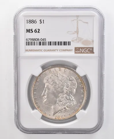 MS62 1886 Morgan Silver Dollar NGC Beautifully Toned a0788
