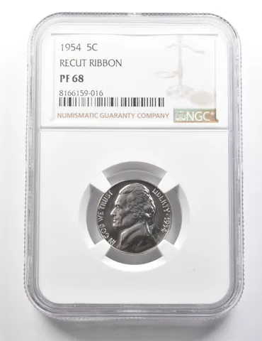 1954 Jefferson Nickel Recut Ribbon PF68 NGC a9487