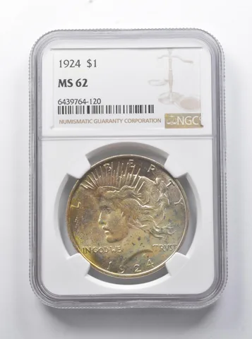MS62 1924 Peace Silver Dollar NGC *7881