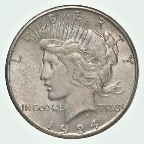 (1) BU 1924-S Peace Silver Dollar $1 Unc MS 90% - San Francisco Mint
