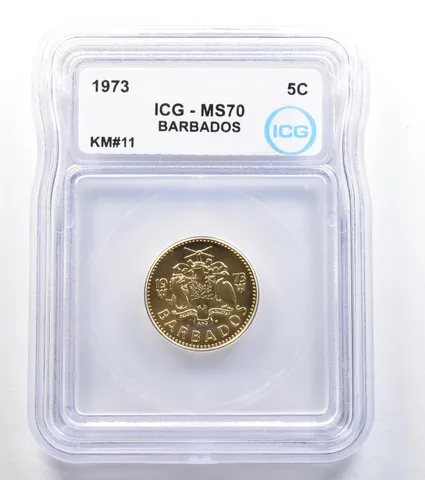 1973 Barbados 5 Cents KM#11 MS70 ICG *8009