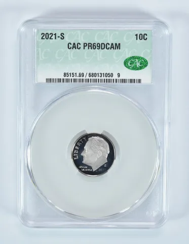 2021-S Roosevelt Dime PR69 DCAM CAC CACg