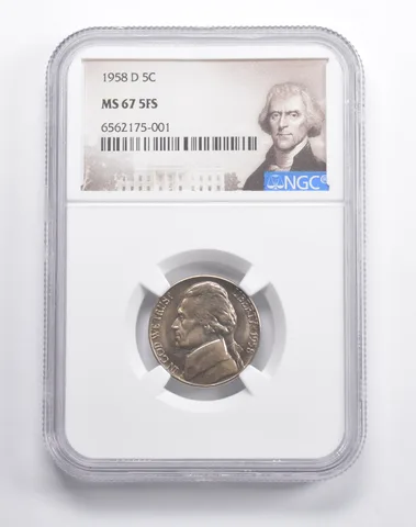 MS67 5FS 1958-D Jefferson Nickel NGC a2557
