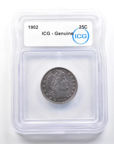 1902 Barber Quarter Genuine ICG *7391