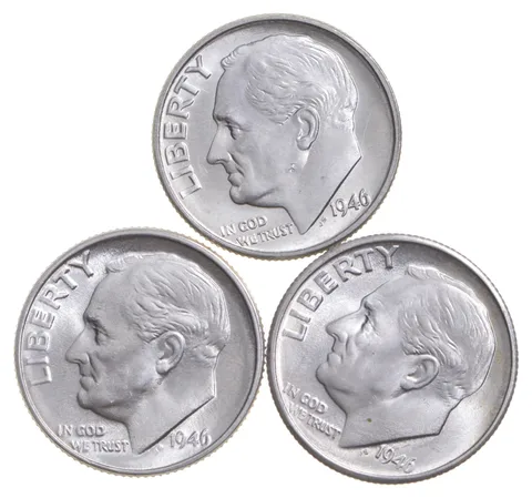 Choice Unc 1946 P+D+S Roosevelt Dime Gem BU Collection Lot Set