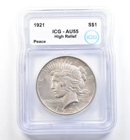 1921 Peace Silver Dollar High Relief AU55 ICG *9868