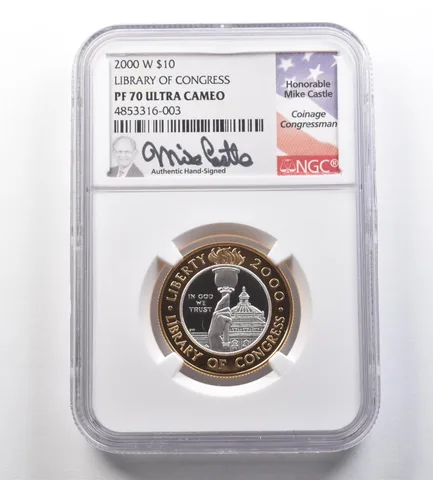 2000-W $10 Library of Congress Bimetallic Commemorative PF70 NGC Castle *2566