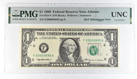 1999 $1 Atlanta GA FRN Fr#1924-F BEP Millennium Note PMG Fancy Serial *8104