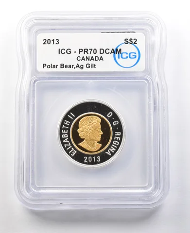 2013 Canada 2 Dollars Silver Gilt Polar Bear PR70 DCAM ICG *8778