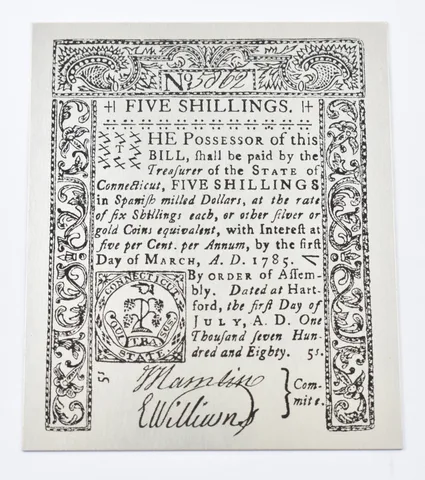 1785 5 Shillings Connecticut Colonial Currency Silver Plate Pattern 28.5g *3270