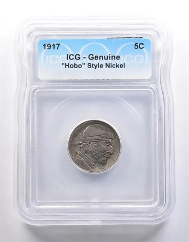 1917 Indian Head Buffalo Nickel "Hobo" Style Genuine ICG a6579
