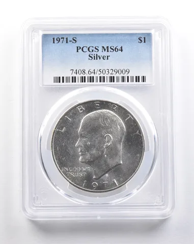 1971-S Eisenhower Dollar Silver Peg Leg MS64 PCGS *5310