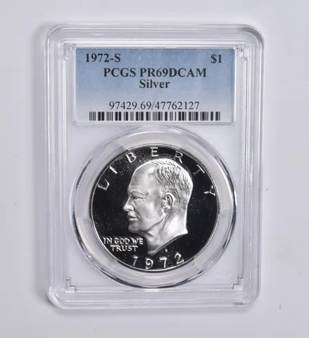 1972-S Eisenhower $1 Silver PR69 DCAM PCGS Blue Label