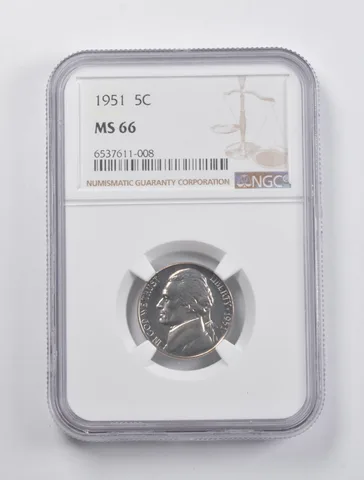 MS66 1951 Jefferson Nickel NGC a3008