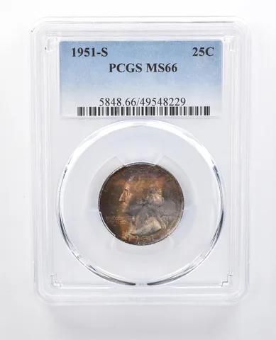 1951-S Washington Quarter MS66 PCGS Rainbow Tone *8049