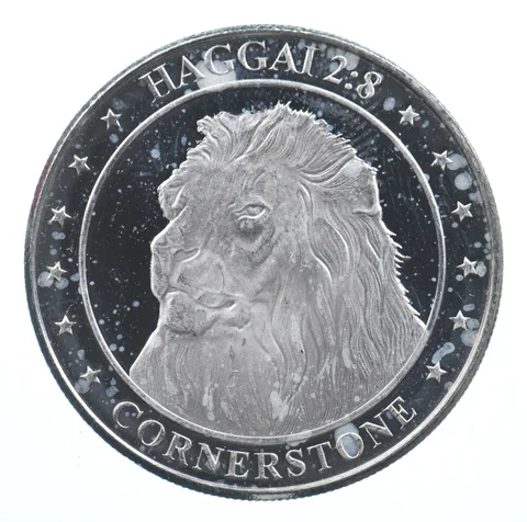 VINTAGE Art Bar/Round Cornerstone Mint Lion 1 Oz. .999 Silver One T Ounce *821