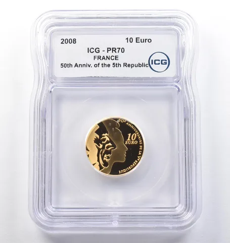 2008 France 10 Euro Gold 50th Anniversary Of 5th Republic PR70 ICG *0156