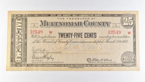 1933 25 Cent Multnomah County OR Self-Liquidating Scrip *9787