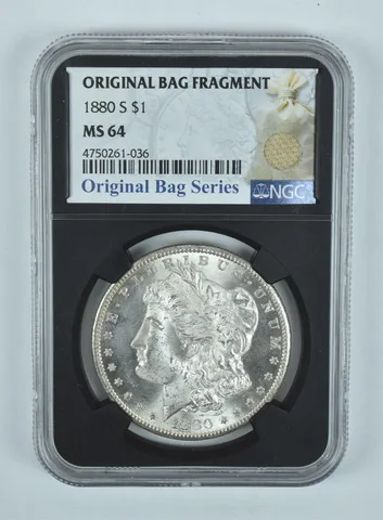 1880-S Morgan Silver Dollar Original Bag Fragment MS64 NGC
