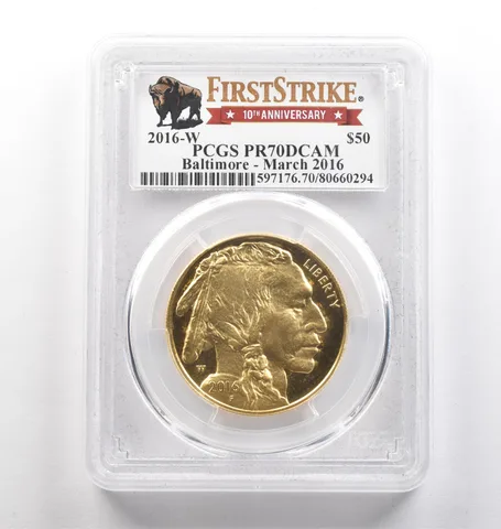 2016-W $50 American Gold Buffalo Baltimore FS 1 Oz PR70 DCAM PCGS *4030