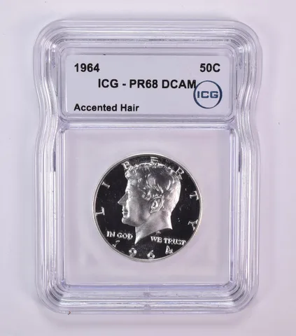 1964 Kennedy Half Dollar Accented Hair PR68 DCAM ICG