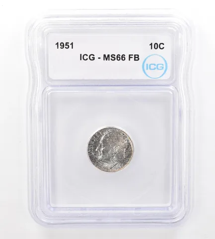 1951 Roosevelt Dime MS66 FB ICG Beautiful Tone a7378