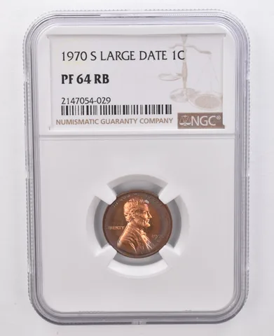 1970-S Lincoln Memorial Cent Large Date PF64 RB NGC Beautiful Tone *0102