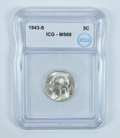 1943-S Jefferson Nickel MS66 ICG WTN War Silver