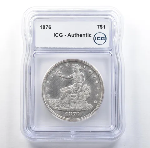 1876 Seated Liberty Trade Dollar Authentic ICG *3071