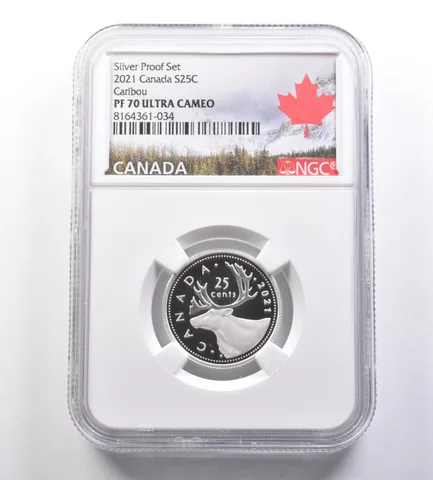 2021 Canada 25 Cents Silver Proof Set Caribou PF70 UCAM NGC *7091
