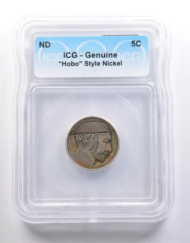 (ND) Indian Head Buffalo Nickel "Hobo" Style Genuine ICG *6587