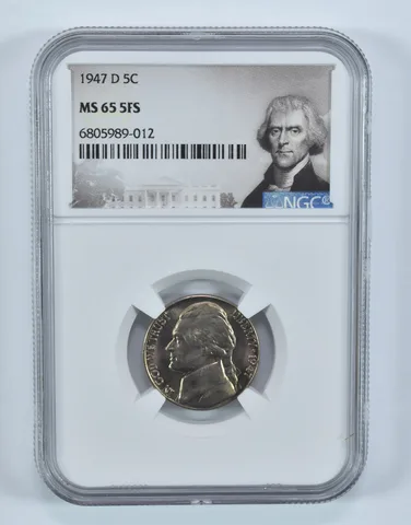 1947-D Jefferson Nickel MS65 5FS NGC Special Label