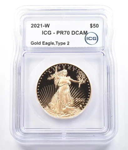 2021-W T2 $50 American Gold Eagle Type 2 - 1 Oz Gold PR70 DCAM ICG