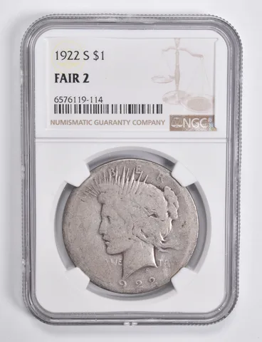 FAIR 2 1922-S Peace Silver Dollar NGC Lowball Low Ball a4603