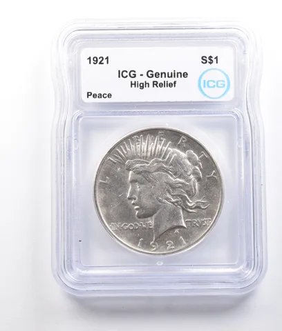 1921 Peace Silver Dollar High Relief Genuine ICG *2734