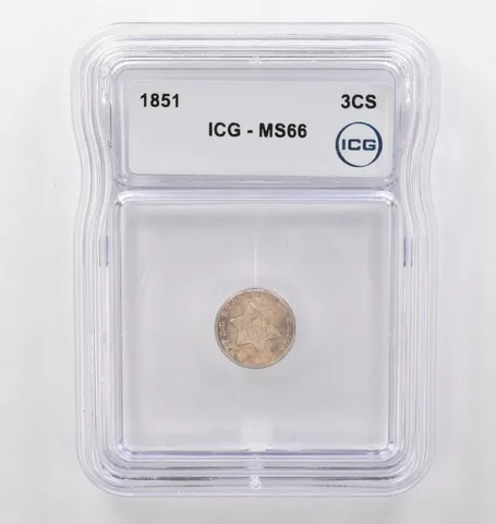 1851 Three Cent Silver Trime MS66 ICG Beautiful Tone *6200